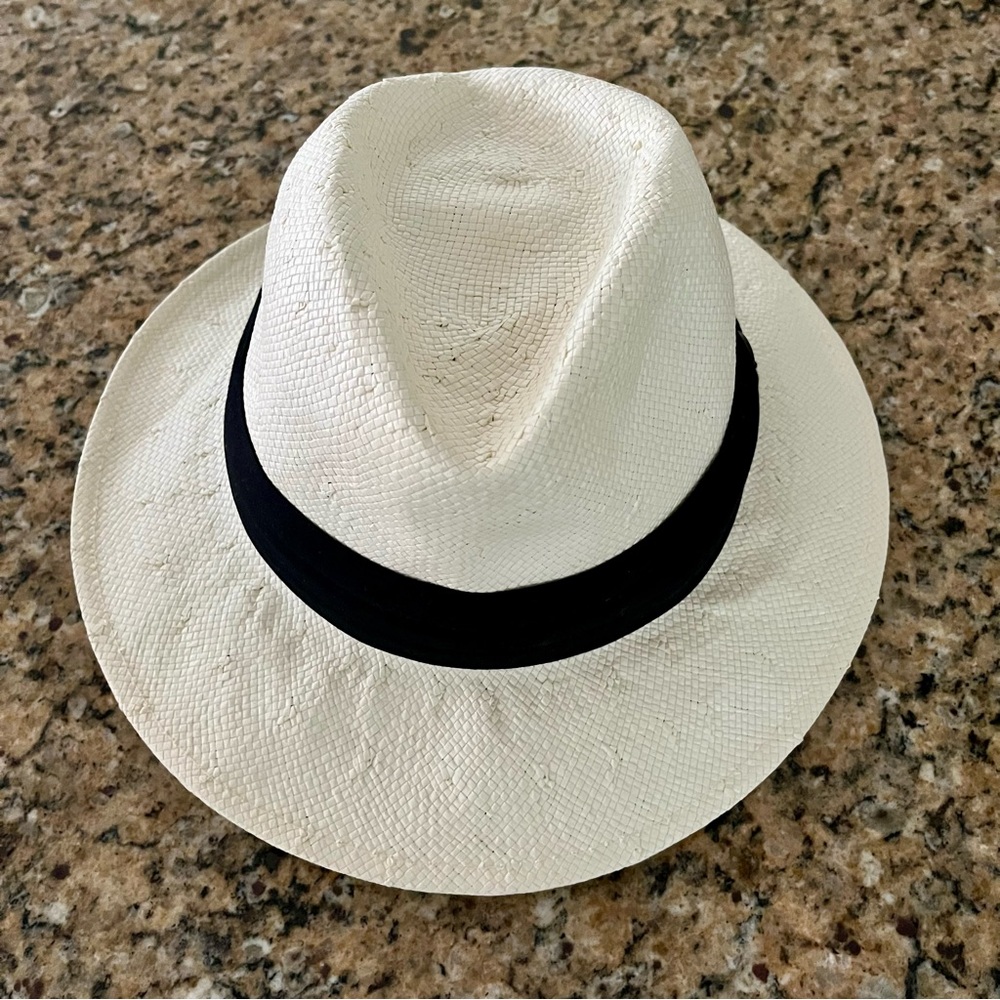 Men’s Scala Straw Fedora Hat, Ivory, Sm/Med